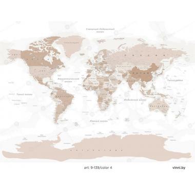 Фотообои/фрески 9-139. Карта мира. Подробная от Vinni