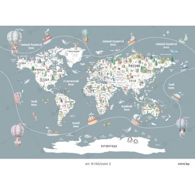 Фотообои/фрески 9-140. Карта мира и морские пути от Vinni