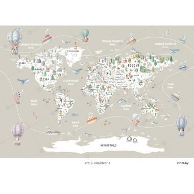 Фотообои/фрески 9-140. Карта мира и морские пути от Vinni
